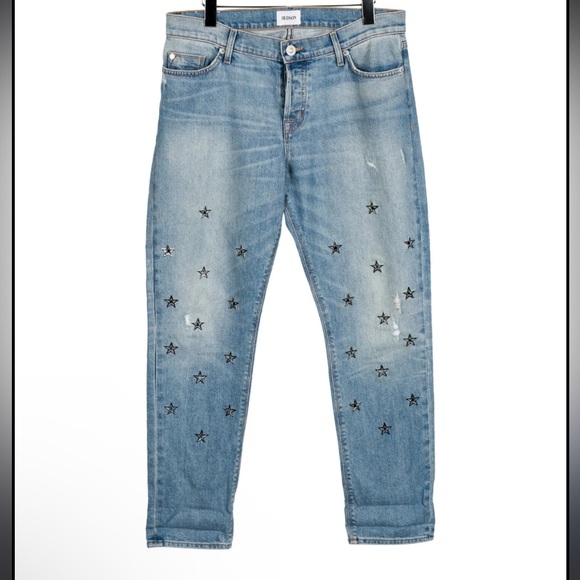 Hudson Riley Crop Relaxed Distressed GrommetStar Straight ButtonFly Jean NWOT 27 - Picture 4 of 16